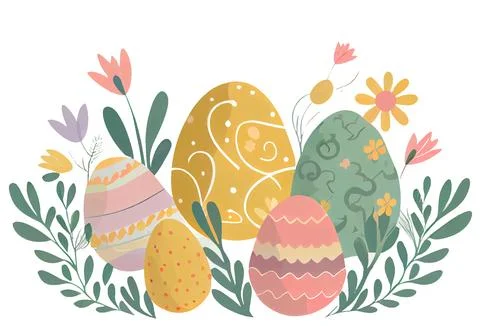 Vector illustration of aester colorful eggs isolation on white background Stock Illustration