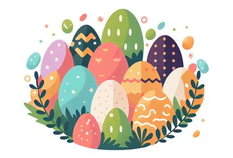 Vector illustration of aester colorful eggs isolation on white background Stock Illustration