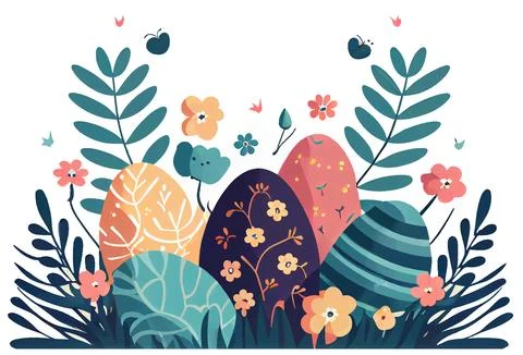 Vector illustration of aester colorful eggs isolation on white background Stock Illustration