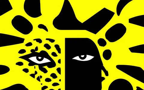 Vector illustration of African face in minimal abstract style. Fashion Illustrazione stock