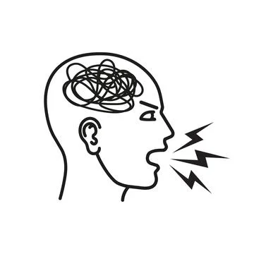 Vector illustration of agressive person. Squiggle in head. Stock Illustration