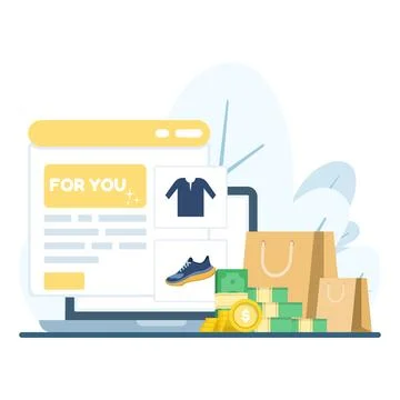 Vector illustration of AI-based e-commerce product recommendations 스톡 일러스트