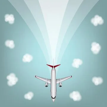 Vector illustration of airplanes with clouds and line Stock Illustration