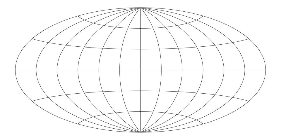 Vector Illustration of an Aitoff Globe Projection Design Stock Illustration