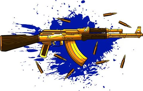 Vector illustration of Ak-47, bullets and blood Stock Illustration
