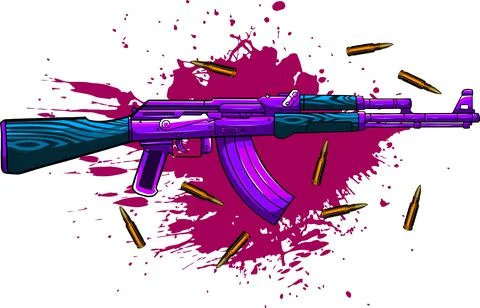 Vector illustration of Ak-47, bullets and blood Illustrazione stock