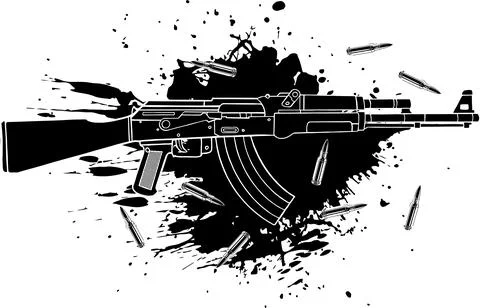 Vector illustration of Ak-47, bullets and blood Illustrazione stock