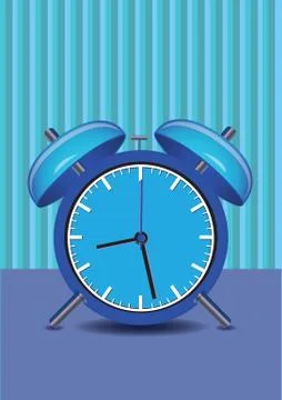 Vector Illustration of alarm clock in blue. Illustrazione stock