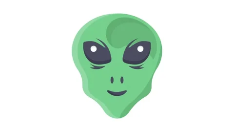 Vector illustration of an alien face with large eyes and a smooth, greenish.. Stock Footage 332453720