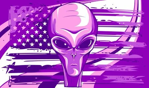 Vector illustration of alien head face with american flag Stock Illustration