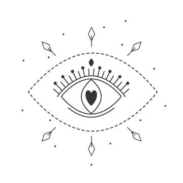 Vector illustration all seeing eye of providence. Line mystic love eye symbol Stock Illustration