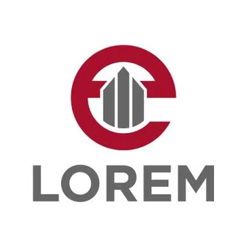 Vector illustration alphabet e and building icon logo design Stock Illustration