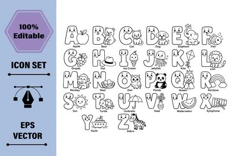 Vector Illustration of Alphabet Learning Characters for Kids Education and .. Stock Illustration