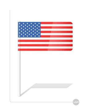 Vector illustration of the American flag with a plastic stick is on white. Stock Illustration