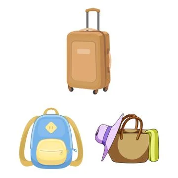 Vector illustration of  and backpack logo. Collection of  and pack stock symb Illustrazione stock
