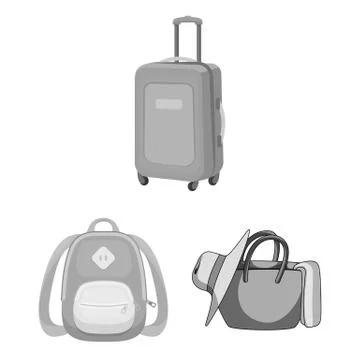 Vector illustration of  and backpack logo. Collection of  and pack stock symb Illustrazione stock