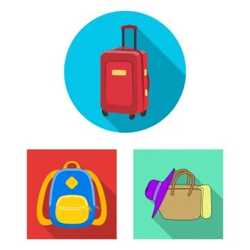 Vector illustration of  and backpack logo. Set of  and pack stock vect Illustrazione stock