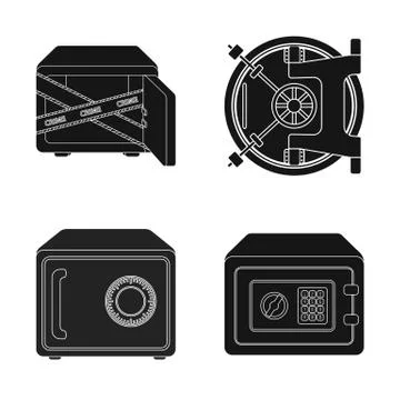 Vector illustration of  and safe logo. Set of  and cash stock symbol for web. Stock Illustration