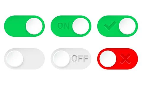 Vector illustration of on and off slider button. Stock Illustration