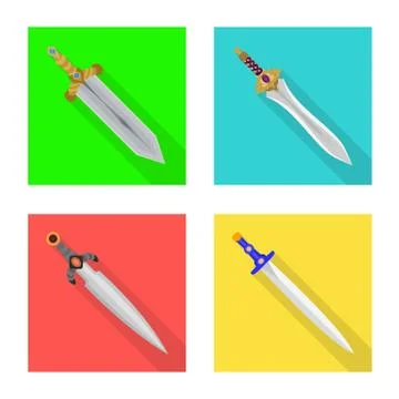 Vector illustration of and sword logo. Collection of and knife stock vector Stock Illustration