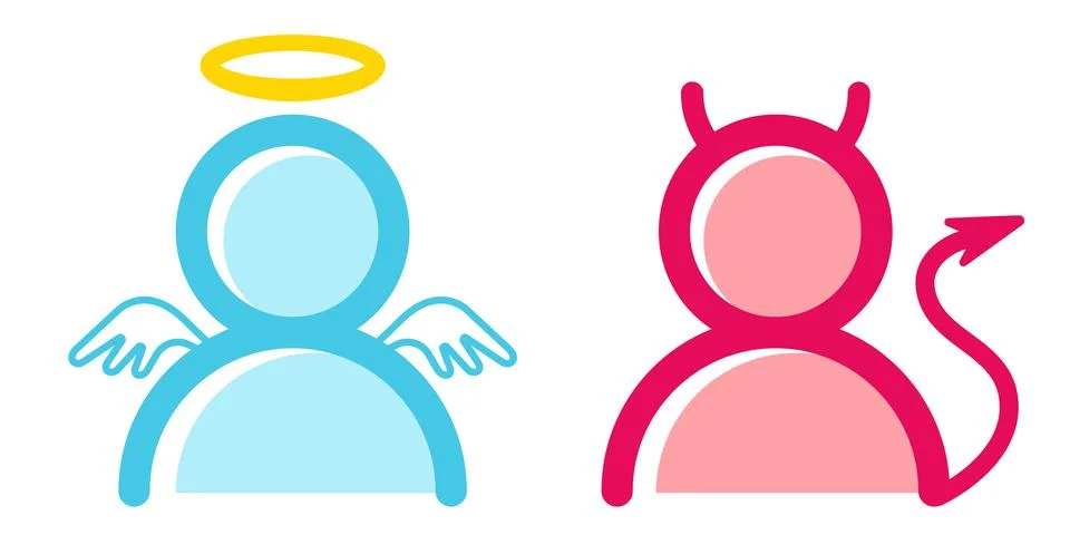 Vector illustration of angel and devil in flat style. Illustrazione stock