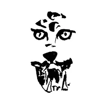 Vector illustration of angry leopard with grin. Simple grunge predator portrait. Stock Illustration