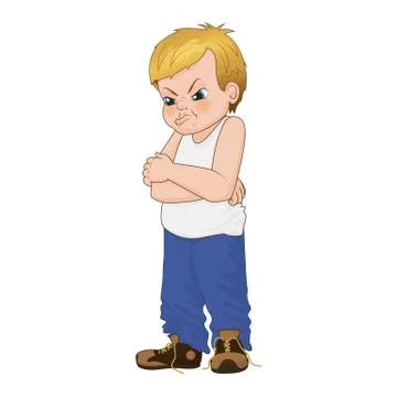 Vector Illustration angry little bully boy face showing grievance emotion Stock Illustration