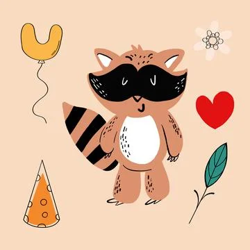 Vector illustration of an animal of different types among holiday items on an Stock Illustration