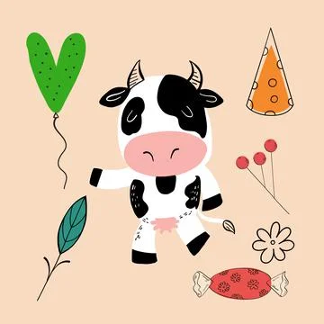 Vector illustration of an animal of different types among holiday items on an Stock-Illustration