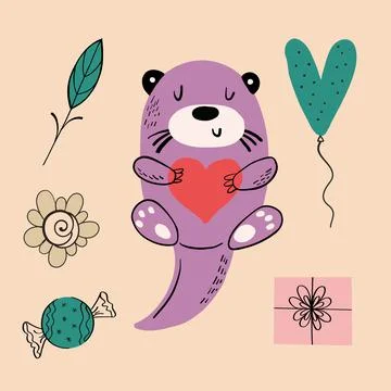 Vector illustration of an animal of different types among holiday items on an Stock Illustration