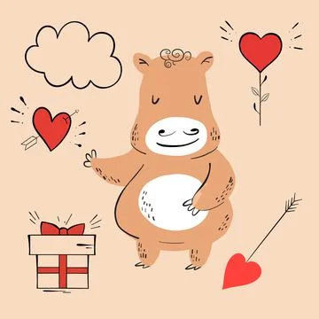 Vector illustration of an animal of different types among holiday items on an Stock Illustration