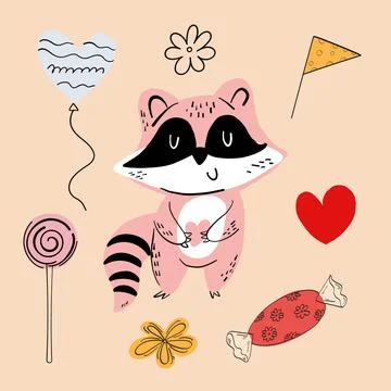 Vector illustration of an animal of different types among holiday items on an Stock-Illustration