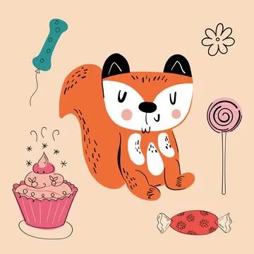 Vector illustration of an animal of different types among holiday items on an Stock Illustration