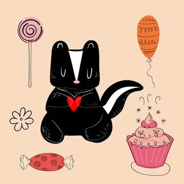 Vector illustration of an animal of different types among holiday items on an Stock Illustration