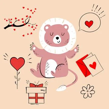 Vector illustration of an animal of different types among holiday items on an Stock Illustration