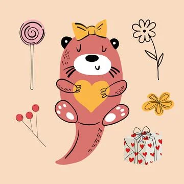 Vector illustration of an animal of different types among holiday items on an Stock Illustration