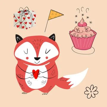 Vector illustration of an animal of different types among holiday items on an Stock Illustration