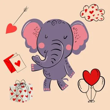 Vector illustration of an animal of different types among holiday items on an Stock Illustration