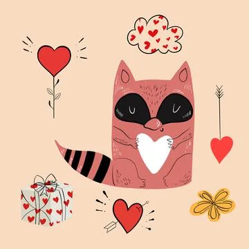 Vector illustration of an animal of different types among holiday items on an Stock Illustration