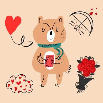 Vector illustration of an animal of different types among holiday items on an Stock Illustration