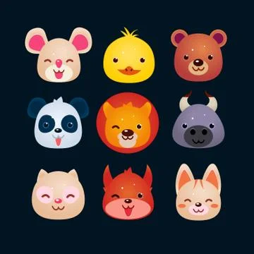 Vector Illustration of Animal Faces Stock Illustration