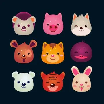 Vector Illustration of Animal Faces Stock Illustration