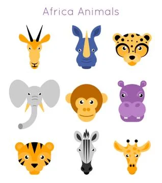 Vector illustration of animal faces. Stock Illustration