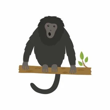 Vector illustration of animal howler monkey, howling on a tree Stock Illustration