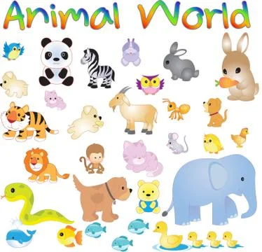 Vector illustration of Animal World Stock Illustration