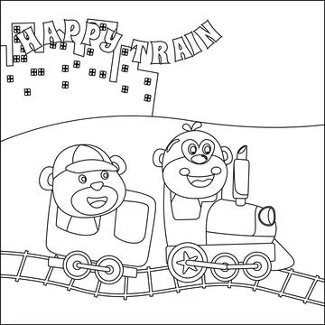 Vector illustration of animals cartoon on train, Creative vector Childish Stock Illustration