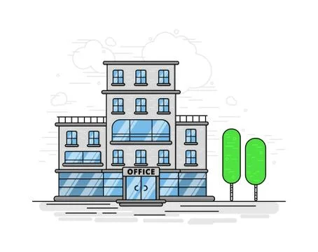 Vector illustration apartment and office building in flat style isolated on w Ilustración de archivo