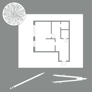 Vector illustration with apartment plan. Ilustración de archivo