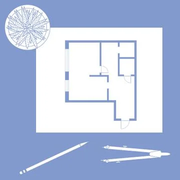 Vector illustration with apartment plan. Ilustración de archivo