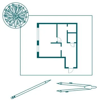 Vector illustration with apartment plan. Ilustración de archivo